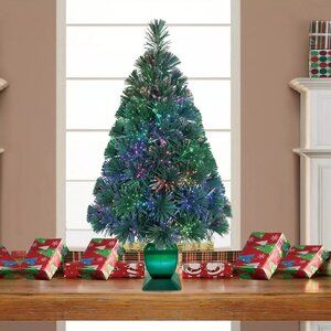 Holiday Time Prelit LED Fiber Optic Spruce Artificial Christmas Tree,32'', Green